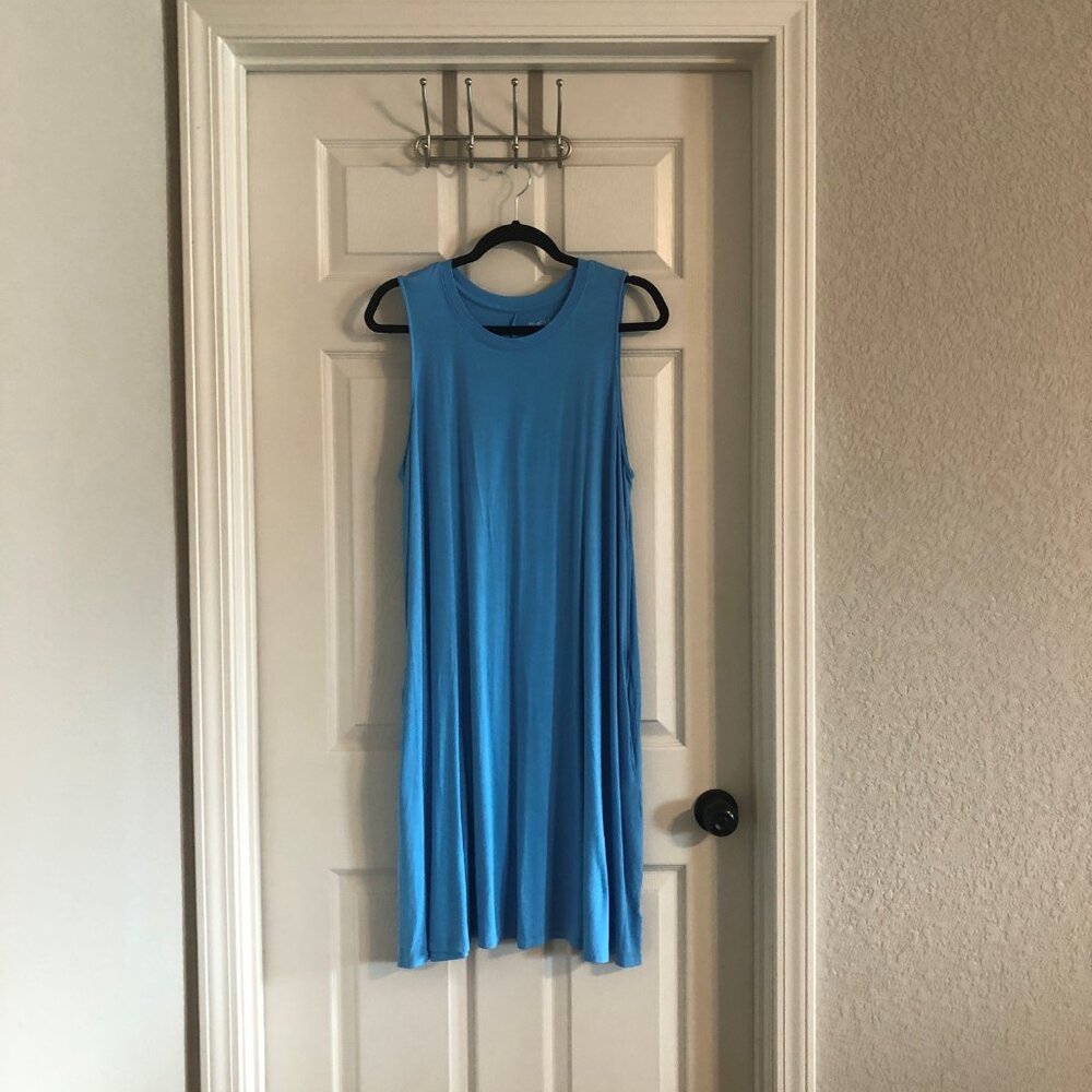 Time and Tru light blue round neck jersey dress with‎ pockets size XXL - Picture 2 of 6